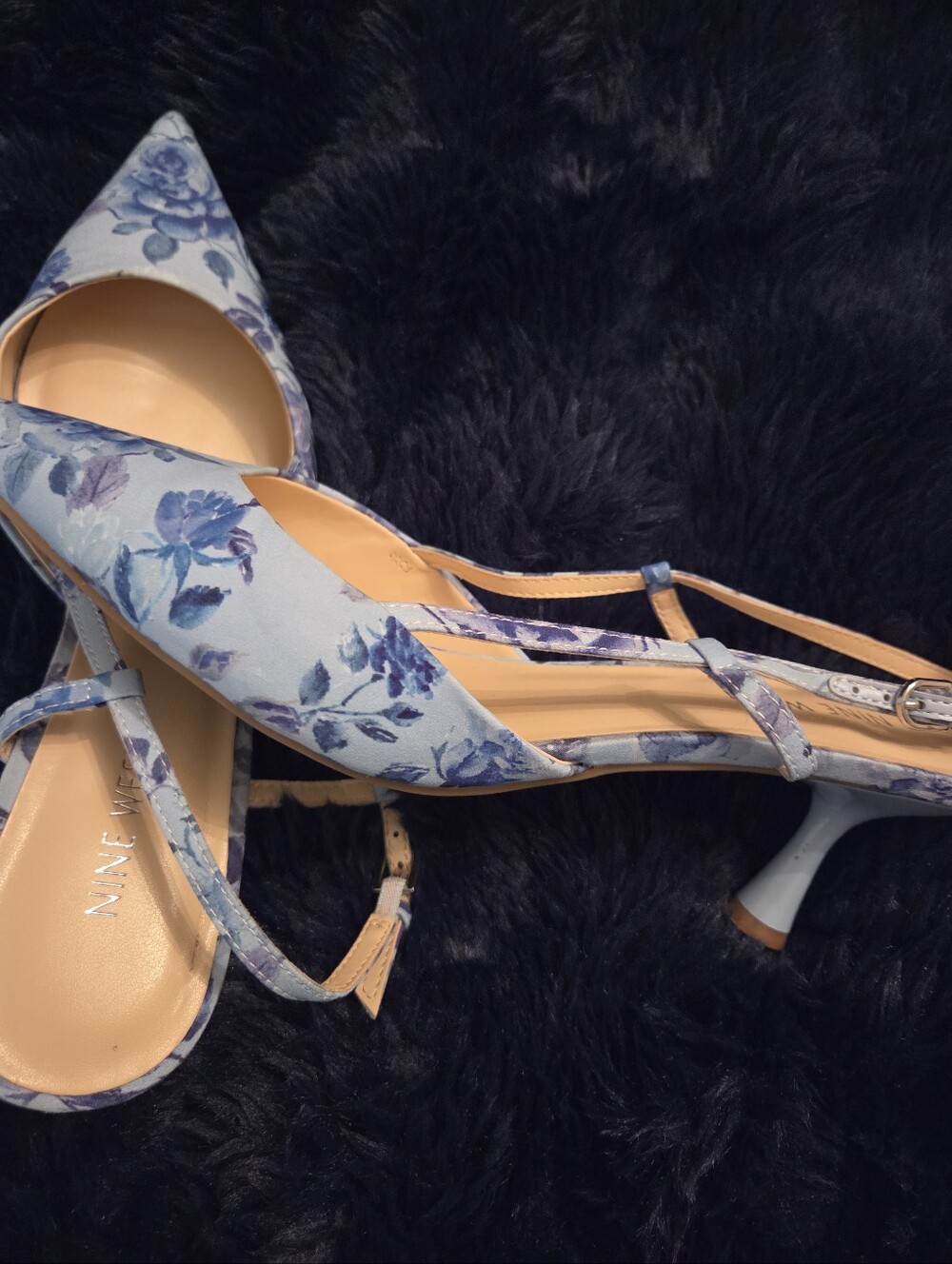 Nine West Blue Floral Pointed-Toe Slingbacks - Picture 2 of 3